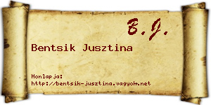 Bentsik Jusztina névjegykártya